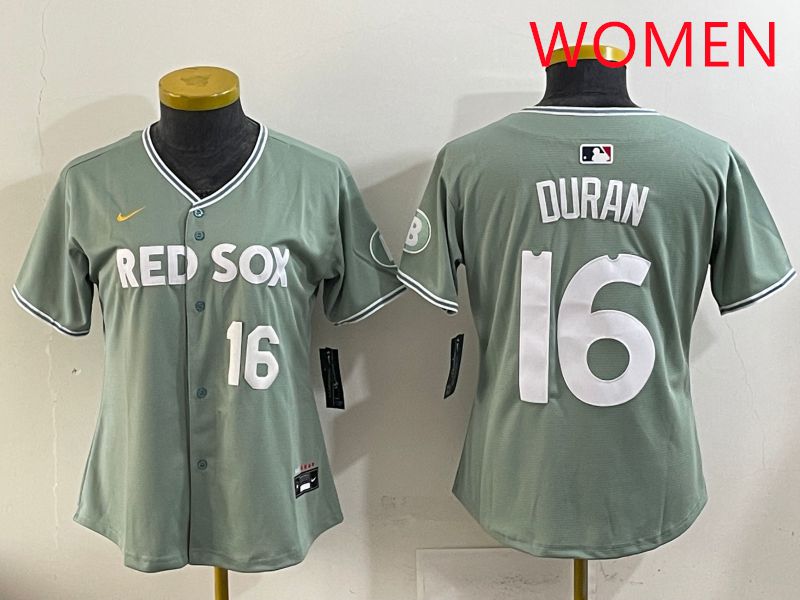 Women 2025 Boston Red Sox #16 Duran Light Green Joint Name Nike MLB Jersey style 12